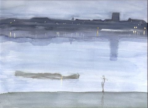 Nocturne en bleu et argent Chelsea - Peinture - Denis DUPON Nocturne en bleu et argent Chelsea - Peinture - Denis DUPON