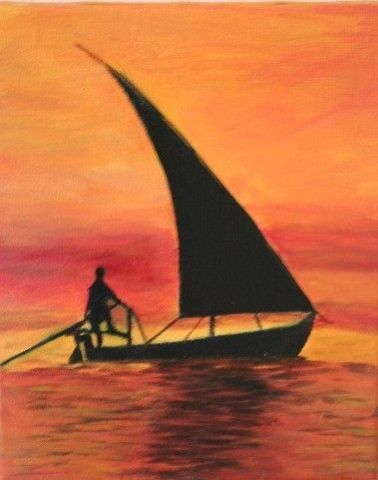 coucher de soleil en mer  indienne - Peinture - monet