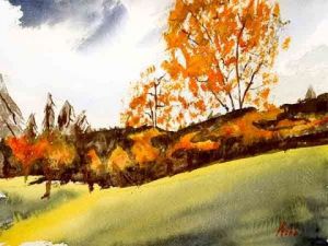 Peinture de Denis Webb: Les feuilles tombent-Falling Leaves