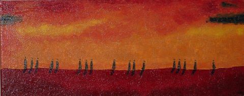 Marcheurs dans le desert - Peinture - July DERIEPPE
