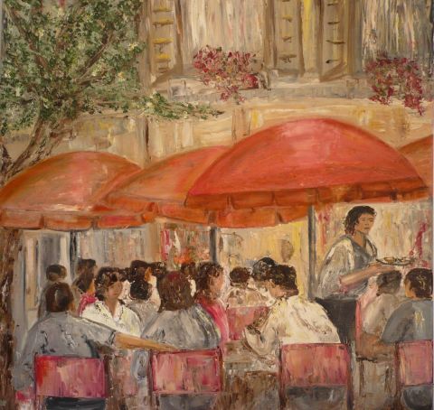 Le cafe A SAINT TROPEZ - Peinture - Olivia