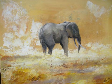 Elephant solitaire - Peinture - ANTONIOTTI severine