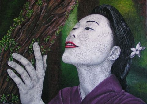 Geisha a l'arbre  - Peinture - chrystel mialet