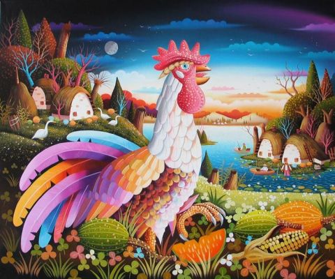 The Rooster - Peinture - Davidovic Mile