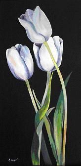 les tulipes blanches - Peinture - cuquel