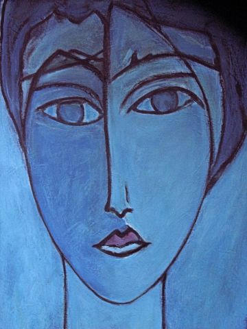 portrait bleu - Peinture - marco