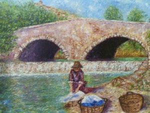 Voir cette oeuvre de Monique Laville: Ancien pont du Brecq a CAGNES SMER