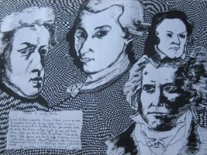 Dessin de Sonhaya: Chopin Mozart Beethoven Schumann