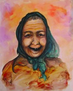 Peinture de JaD: Vieille femme qui sourit