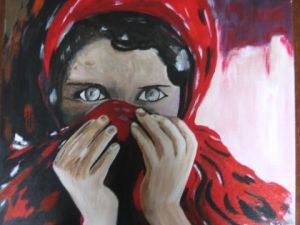 Peinture de JANINE ROQUESSALANE: Petite fille Afghane