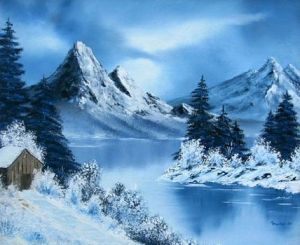 Peinture de Martine Dreistadt: Neige en montagne