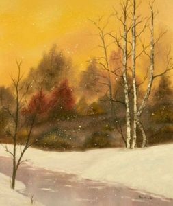 Peinture de Martine Dreistadt: Tombe la neige