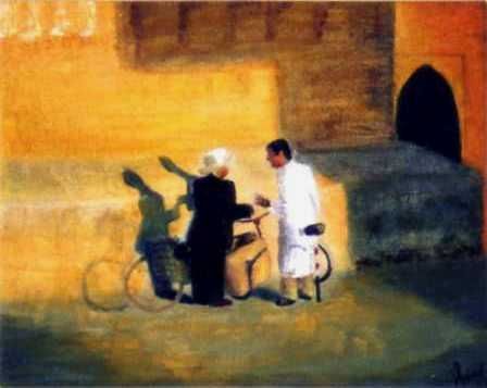 Marrakech au coucher de soleil - Peinture - Veronique Rond Frenot
