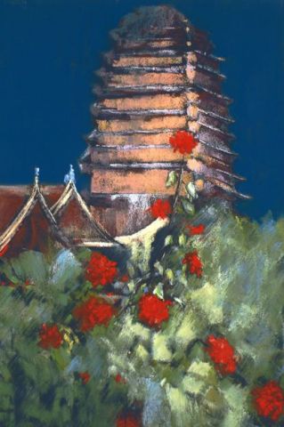 pagode de l'oie sauvage - Peinture - michel martin