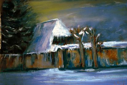 paysage de neige - Peinture - michel martin