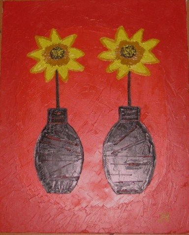 Vases et fleurs coupees - Peinture - JANINE ROQUESSALANE