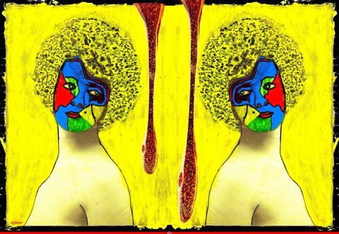 Double portrait de femme - Collage - djamels