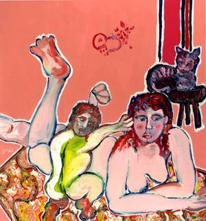 L'artiste Francis DENIS - Maternite au tapis rouge