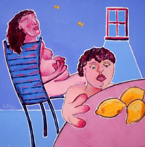 Maternite aux trois citrons - Peinture - Francis DENIS