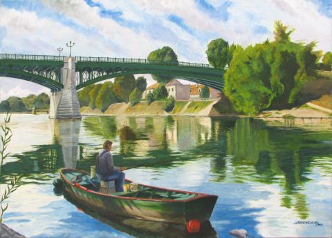L'artiste Jean-Louis BARTHELEMY - Pecheur sur la Marne