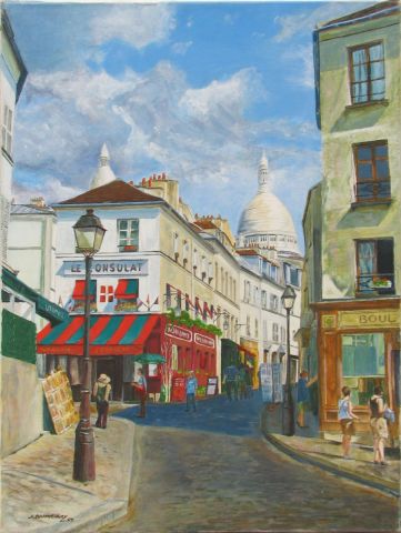 Montmartre rue Norvins - Peinture - Jean-Louis BARTHELEMY
