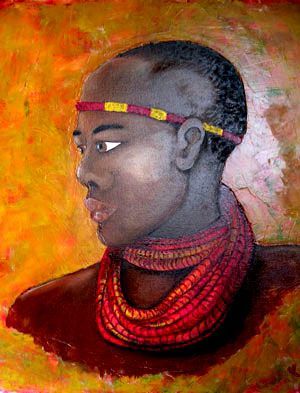GUERRIER AFRICAIN - Peinture - Sylvie DEL GALLO