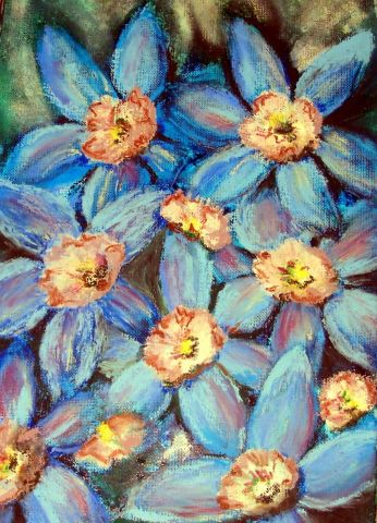 L'artiste Isa - fleurs bleues
