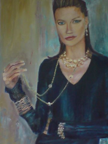 La femme aux bijoux - Peinture - guy ayach