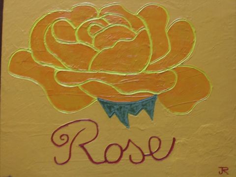 Rose orangee - Peinture - JANINE ROQUESSALANE