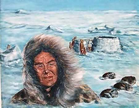 Campement Inuit - Peinture - Therese Preville