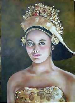 Jeune Fille Indonesienne - Peinture - Therese Preville
