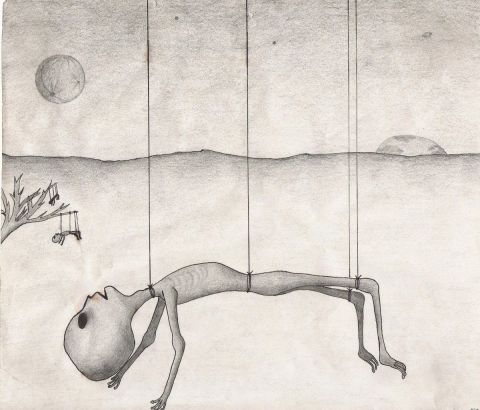 aliens suspendus - Dessin - tazmaniko