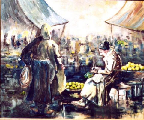 La marchande de pomme - Peinture - Richard Gauduchon