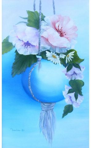 Fleurs roses - Peinture - Martine Dreistadt
