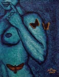 Peinture de JOEL DIDIER: SPHINX ON THE BLUE LADY