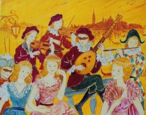 Voir cette oeuvre de EMILE ROCHER: Carnaval a Venise les musiciens poetes Periode Or