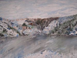 Peinture de Gilles Fabre: lac gele