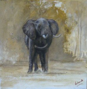 Peinture de ANTONIOTTI severine: Elephant surpris