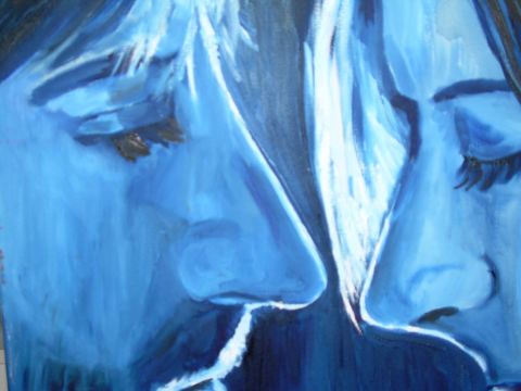blue dark love - Peinture - Seb M