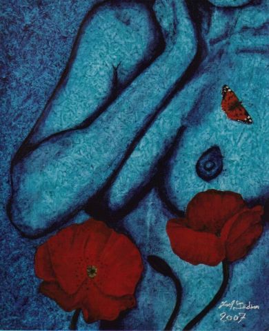 BUTTERFLY OF DAY AND BLUE LADY - Peinture - JOEL DIDIER