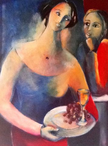 la serveuse au raisin - Peinture - L'atelier de Marlene Toutain 