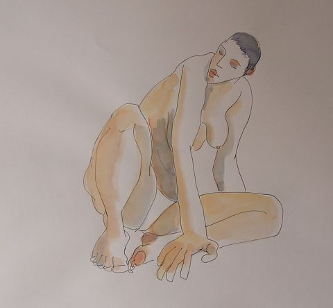L'artiste Gilles Fabre - nu assi oblique