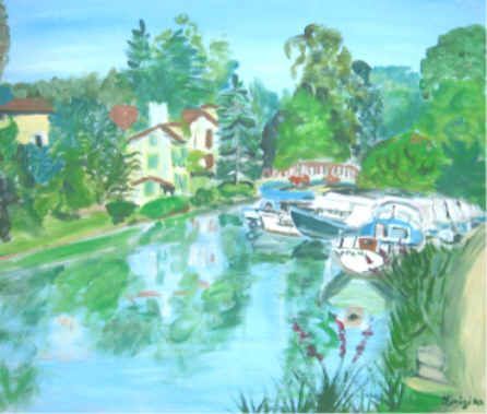 le canal au Mas d'Agenais - Peinture - Luigina