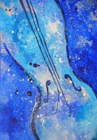 Violon turquoise - Peinture - Judith