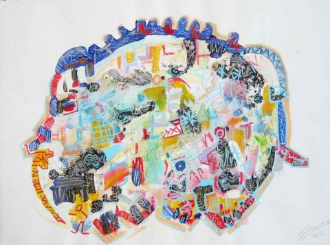 Elephant a deux tetes - Peinture - Florence Bachelier Elephant a deux tetes - Peinture - Florence Bachelier