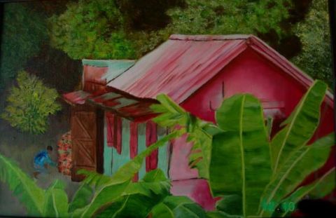 Case creole dans les hauts - Peinture - paintheodosia