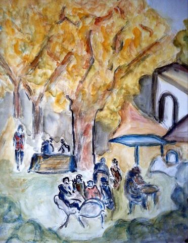 L'artiste tirsata - cafe sous arbre d'automne