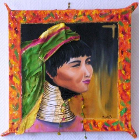 Femme girafe triptique 1 - Peinture - MayB Femme girafe triptique 1 - Peinture - MayB