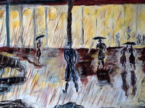 Bogart sous la pluie - Peinture - tirsata