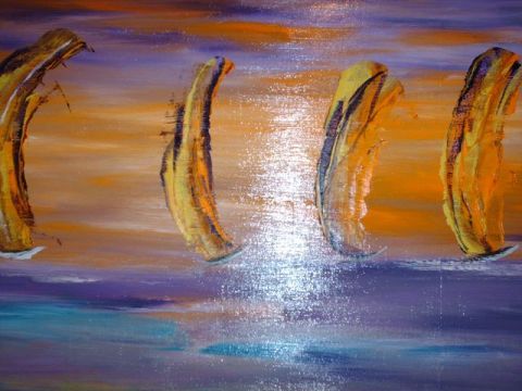 la mer  entre les bateaux - Peinture - vivelsky